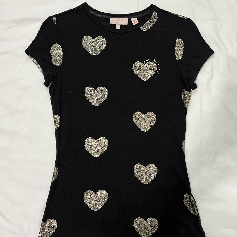 Black Heart Pattern Kids Shirt